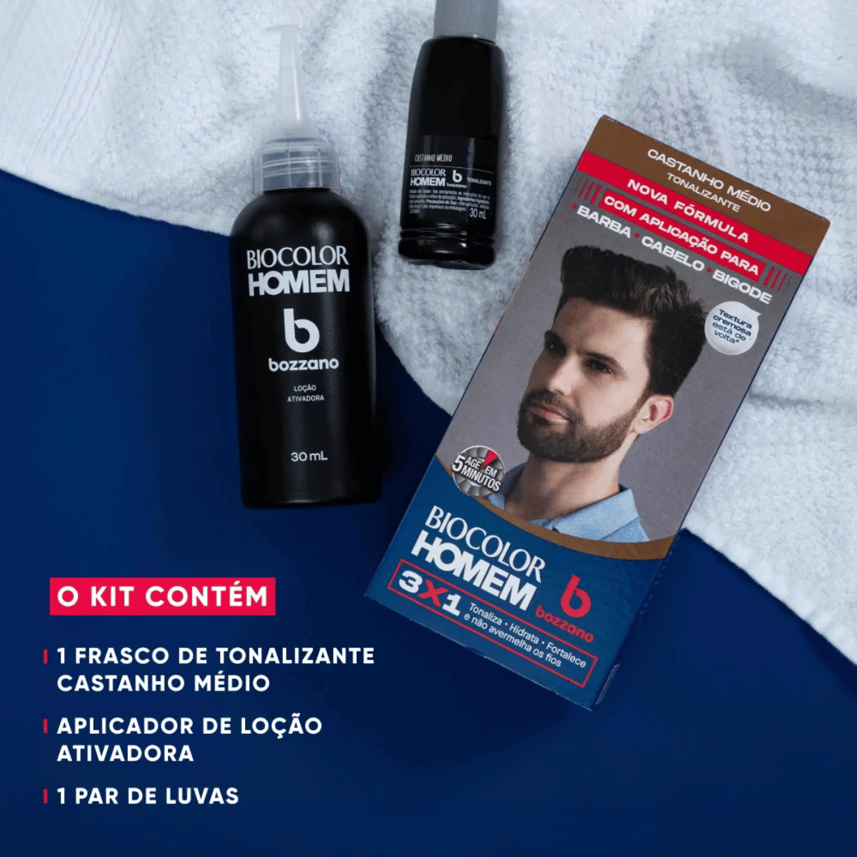 Tonalizante Cabelo e Barba Castanho Médio Biocolor Bozzano