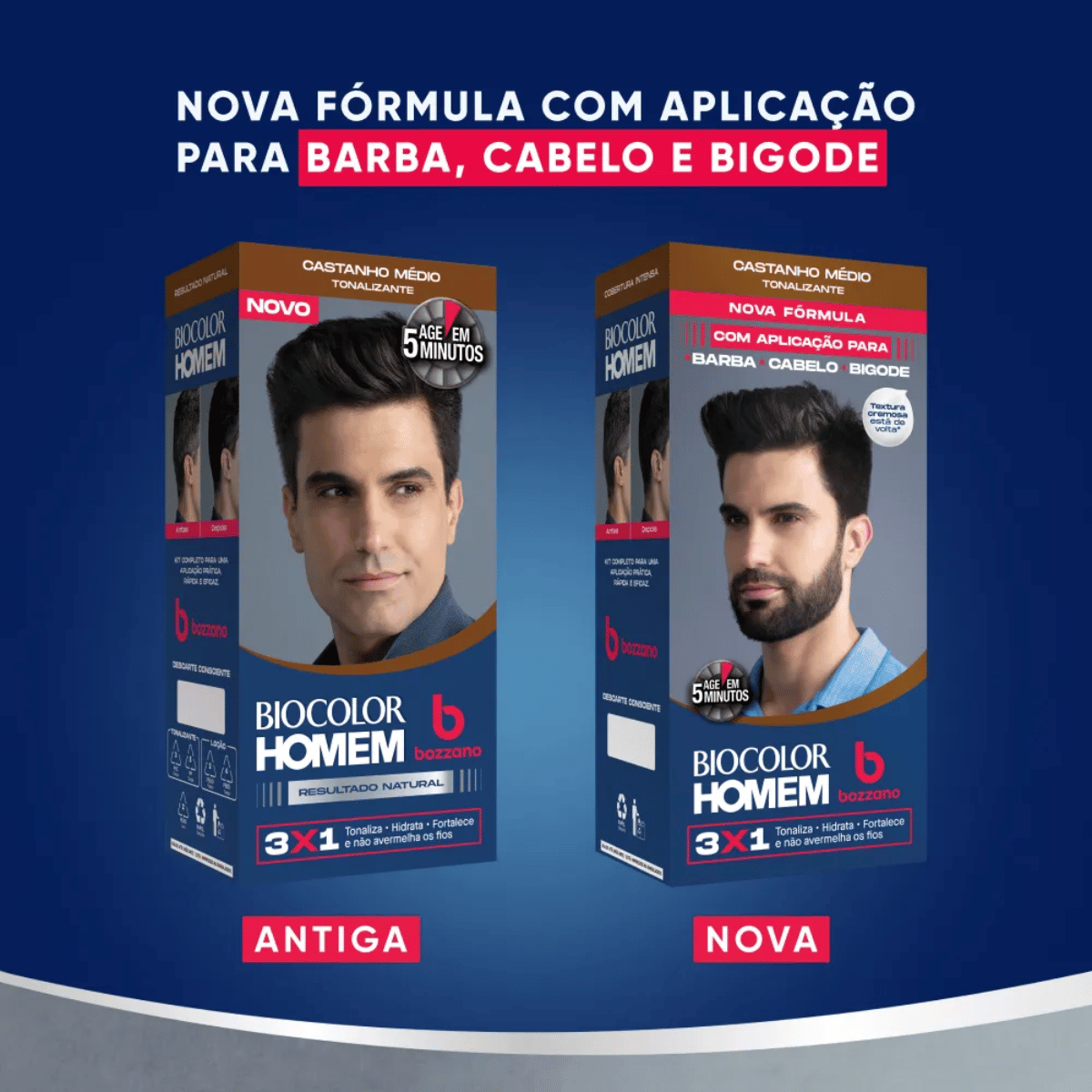 Tonalizante Cabelo e Barba Castanho Médio Biocolor Bozzano