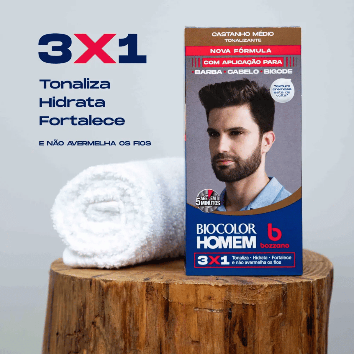 Tonalizante Cabelo e Barba Castanho Médio Biocolor Bozzano