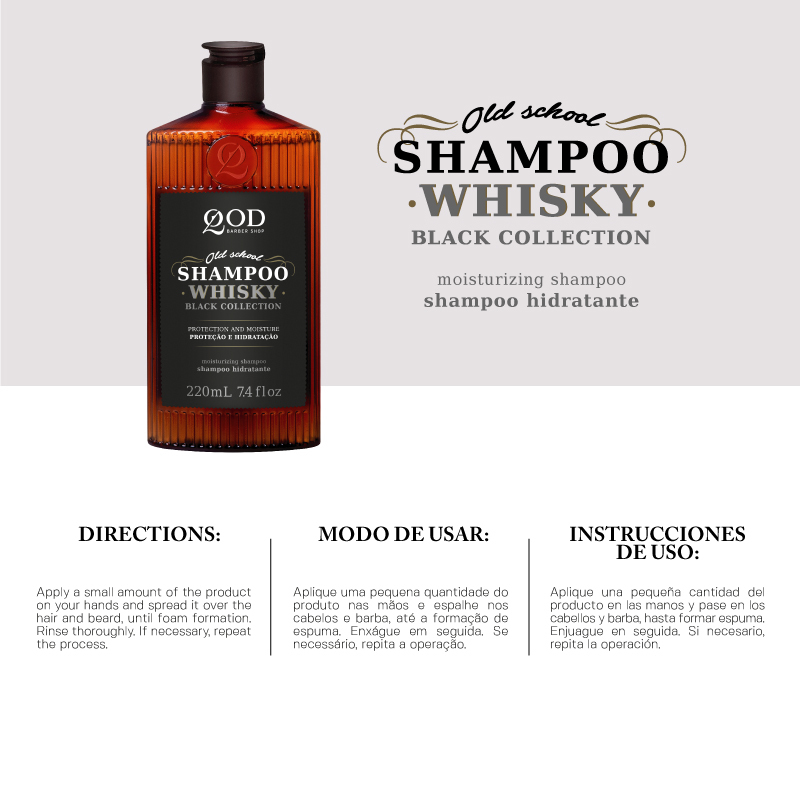 Shampoo Barba Cabelo Hidratação Old School Whiskey QOD 220ml - Shopmano