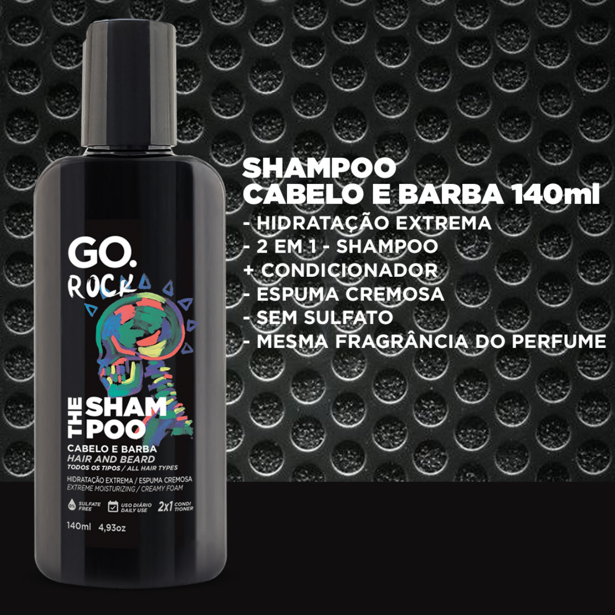 Shampoo Cabelo e Barba Rock Go Man 140ml - Shopmano