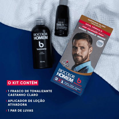 Tonalizante Cabelo e Barba Castanho Claro Biocolor Bozzano