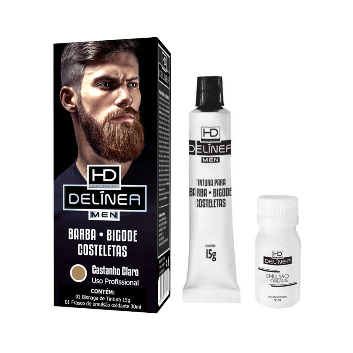 Tinta Para Barba E Bigode Castanho Claro Delínea Men 15g