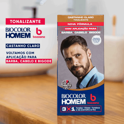 Tonalizante Cabelo e Barba Castanho Claro Biocolor Bozzano