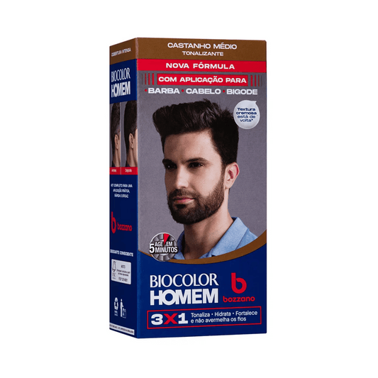 Tonalizante Cabelo e Barba Castanho Médio Biocolor Bozzano