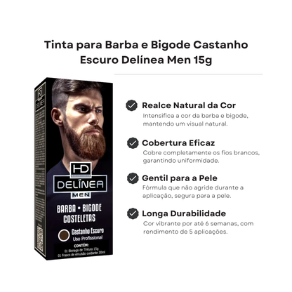 Tinta Para Barba E Bigode Castanho Escuro Delínea Men 15g