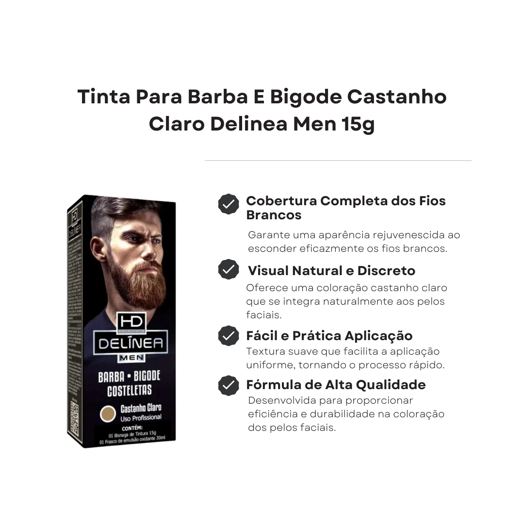 Tinta Para Barba E Bigode Castanho Claro Delínea Men 15g