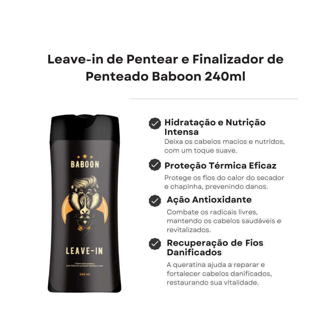 Leave-in de Pentear e Finalizador de Penteado Baboon 240ml