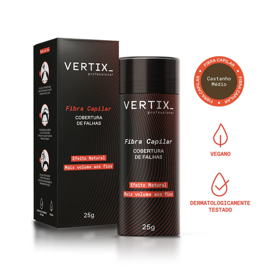 Fibra Capilar Para Cabelos Castanho Médio Vertix 25g