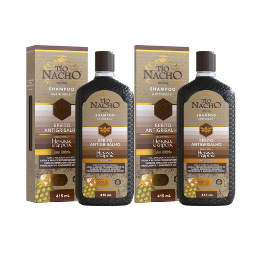 Kit 2 Shampoo Efeito Antigrisalho Antiqueda Tio Nacho 415ml