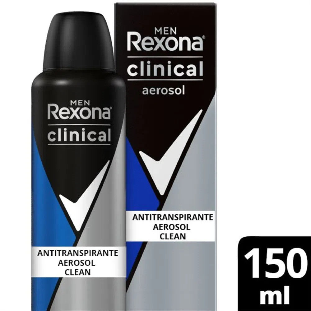 Antitranspirante Aerossol Rexona Clinical Clean Men 150ml - Shopmano