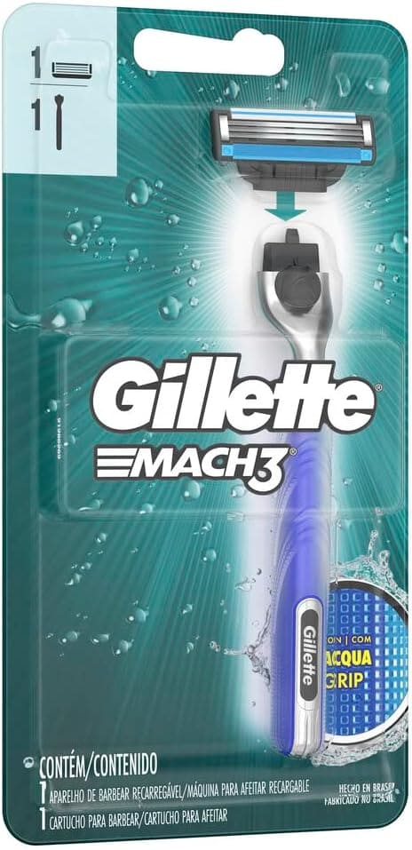 Aparelho de Barbear Gillette Mach3 Acqua Grip - Shopmano