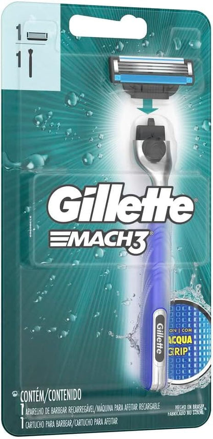 Aparelho de Barbear Gillette Mach3 Acqua Grip - Shopmano