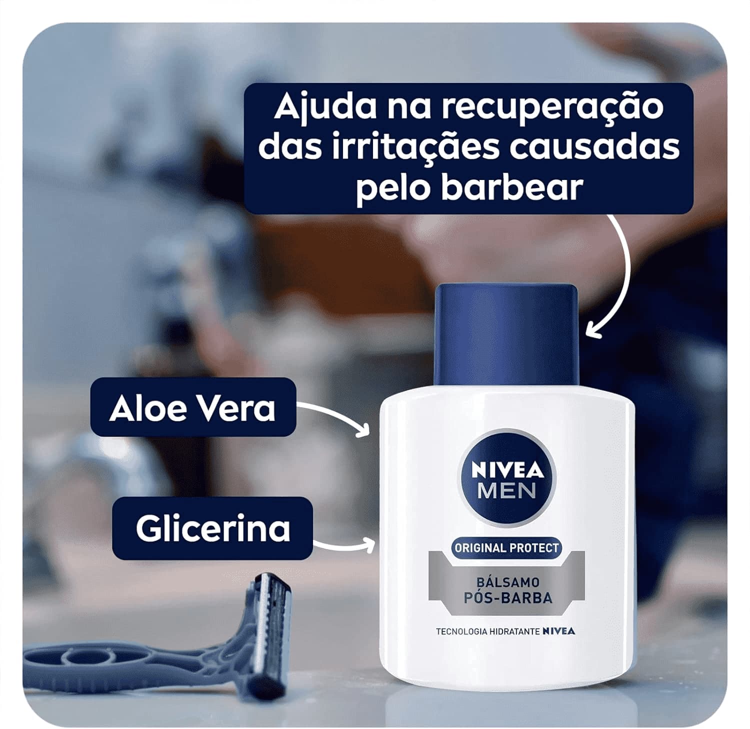 Bálsamo Pós Barba Hidratante Original Protect Nivea Men 100ml - Shopmano