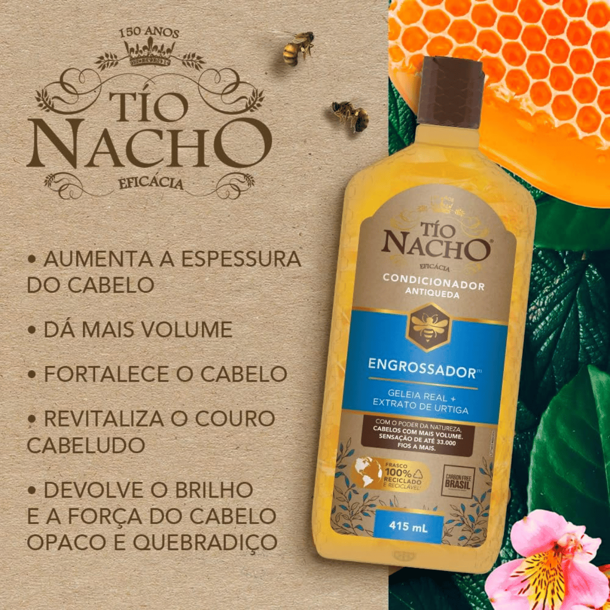 Condicionador Engrossador Antiqueda Tio Nacho 415ml - Shopmano