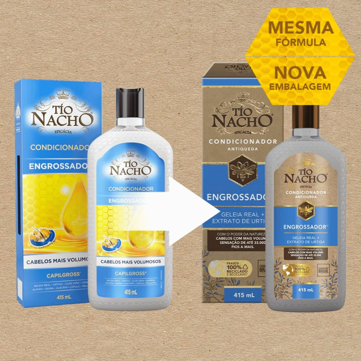 Condicionador Engrossador Antiqueda Tio Nacho 415ml - Shopmano