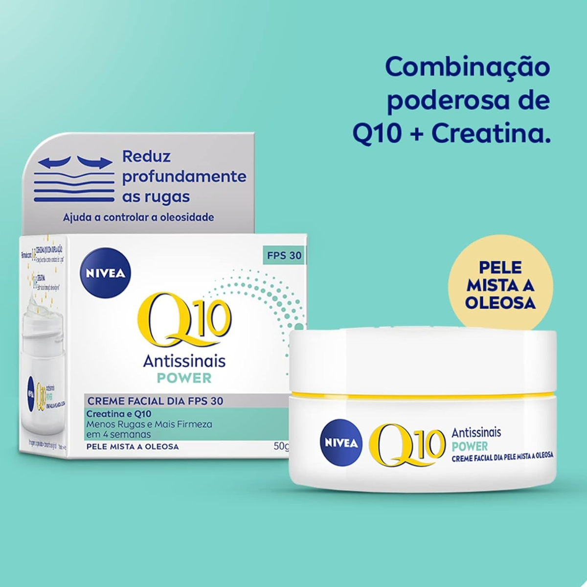 Creme Antissinais Q10 Power Nivea Pele Mista e Oleosa 52g - Shopmano