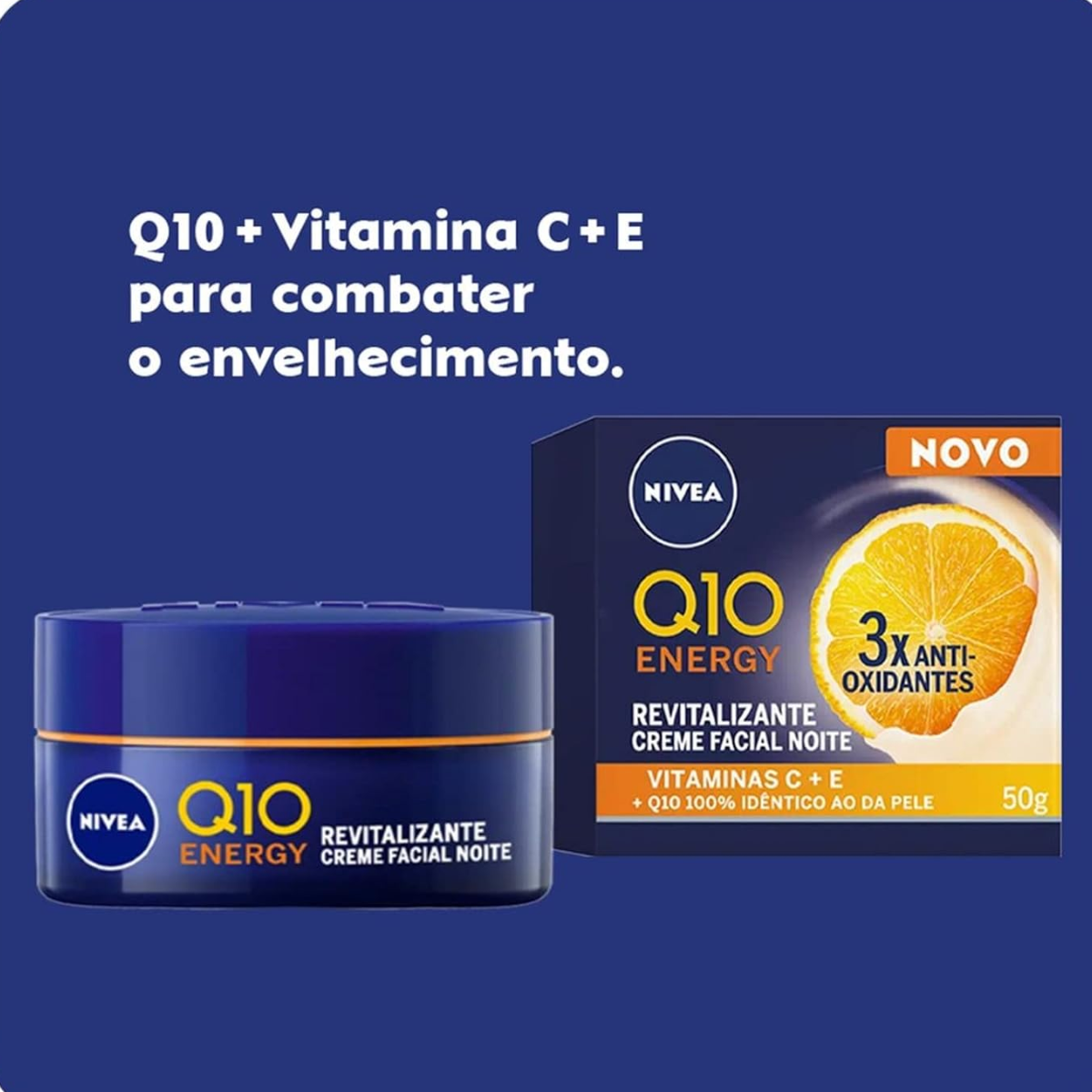 Creme Facial Antissinais Noite Nivea Q10 Energy Vit C 50g - Shopmano