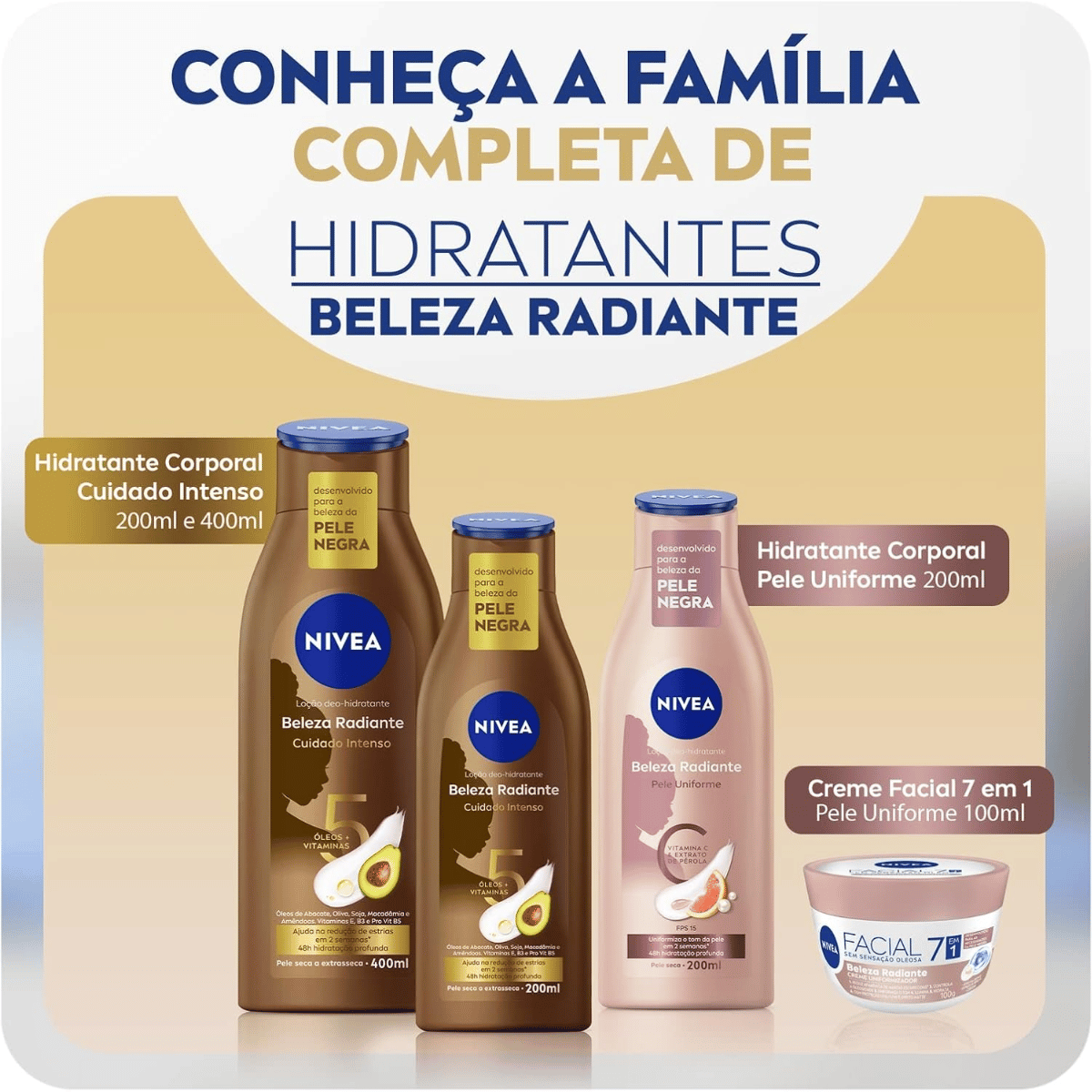 Creme Hidratante Facial Nivea 7 em 1 Pele Negra 100ml - Shopmano