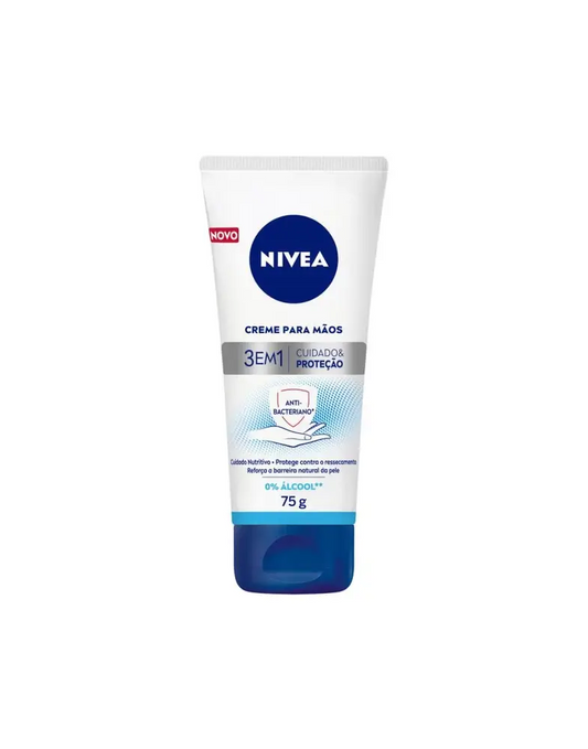 Creme para as Mãos 3 em 1 Ação Antibacteriana Nivea 75g - Shopmano
