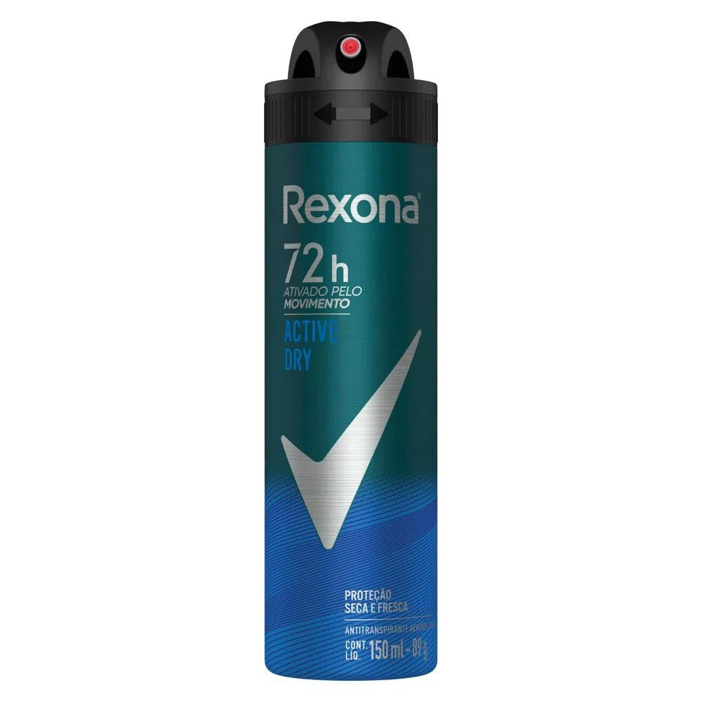 Desodorante Aerosol Masculino Active Dry Rexona Men 150ml - Shopmano
