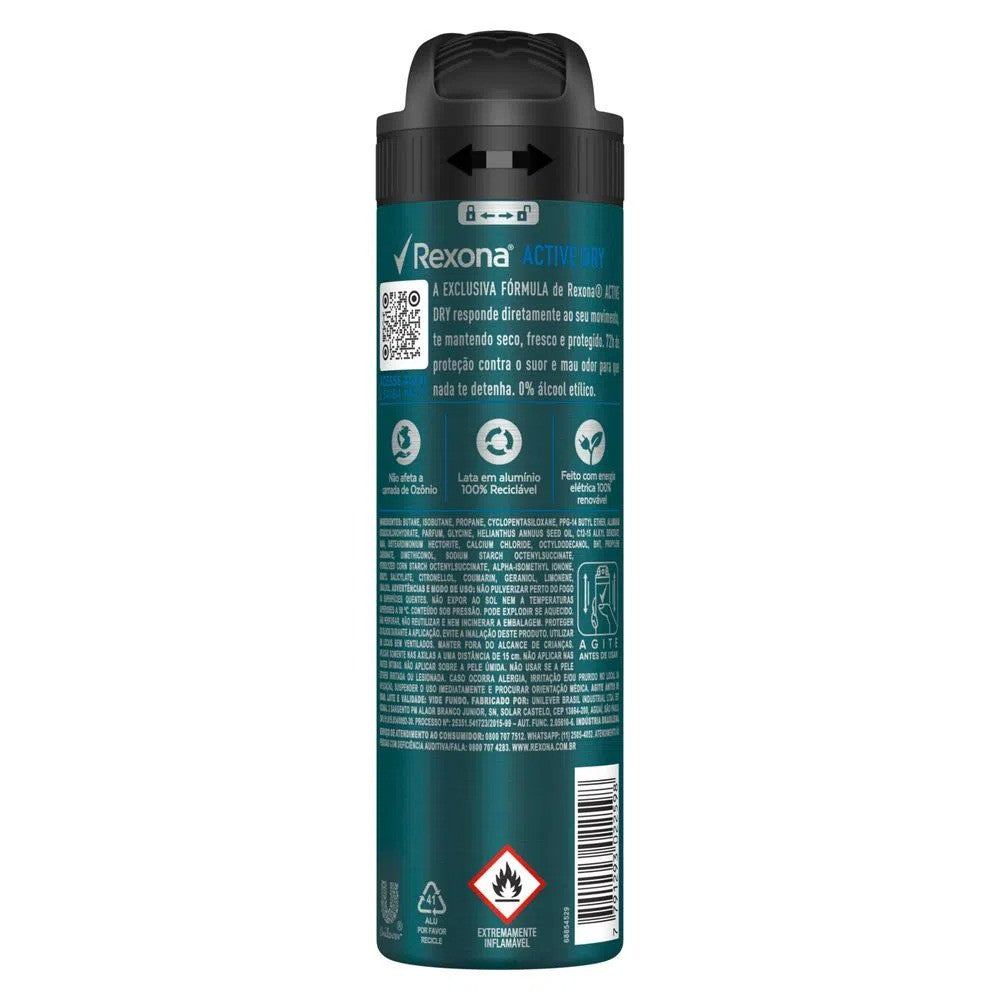 Desodorante Aerosol Masculino Active Dry Rexona Men 150ml - Shopmano