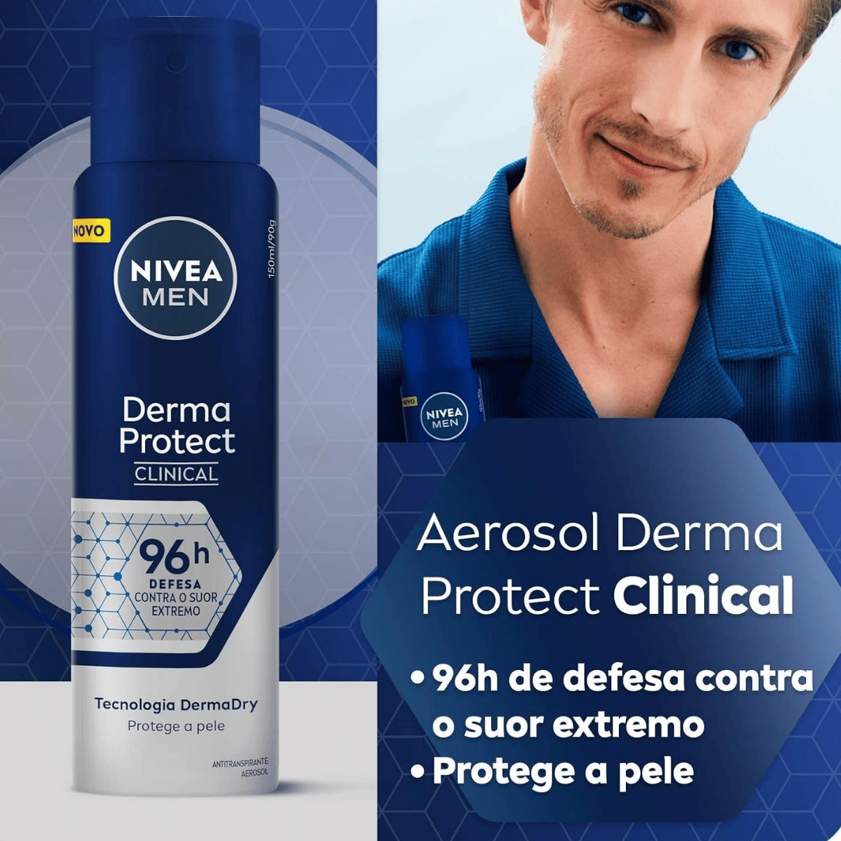 Desodorante Aerosol Nivea Men Clinical Derma Protect 96h 150ml - Shopmano