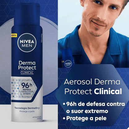 Desodorante Aerosol Nivea Men Clinical Derma Protect 96h 150ml - Shopmano