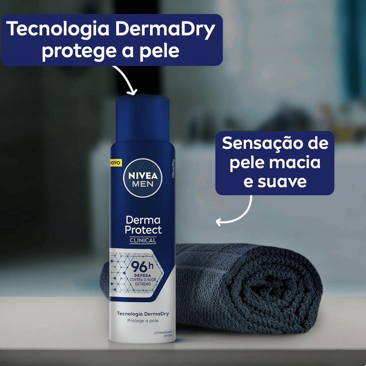 Desodorante Aerosol Nivea Men Clinical Derma Protect 96h 150ml - Shopmano