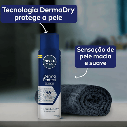 Desodorante Aerosol Nivea Men Clinical Derma Protect 96h 150ml - Shopmano