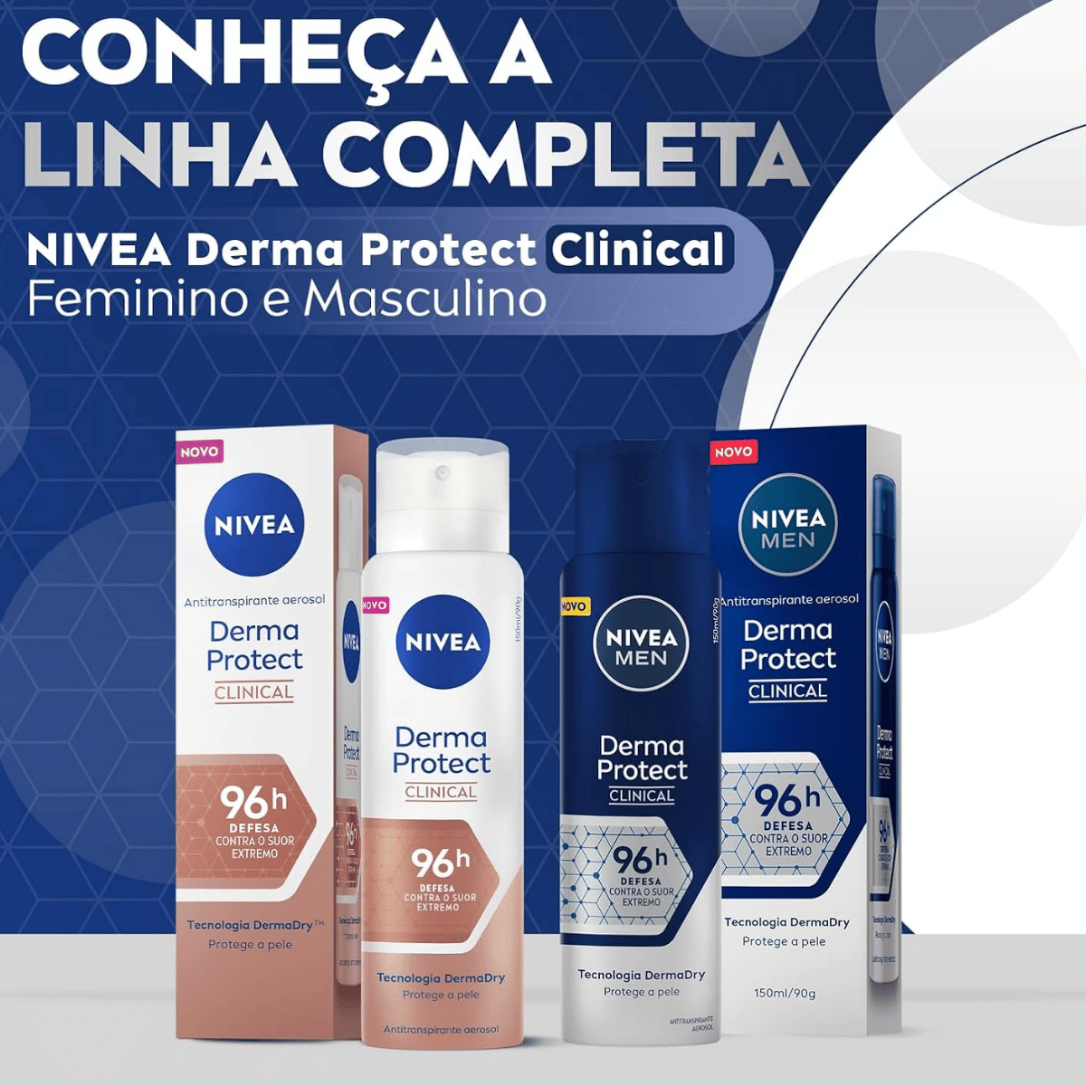 Desodorante Aerosol Nivea Men Clinical Derma Protect 96h 150ml - Shopmano