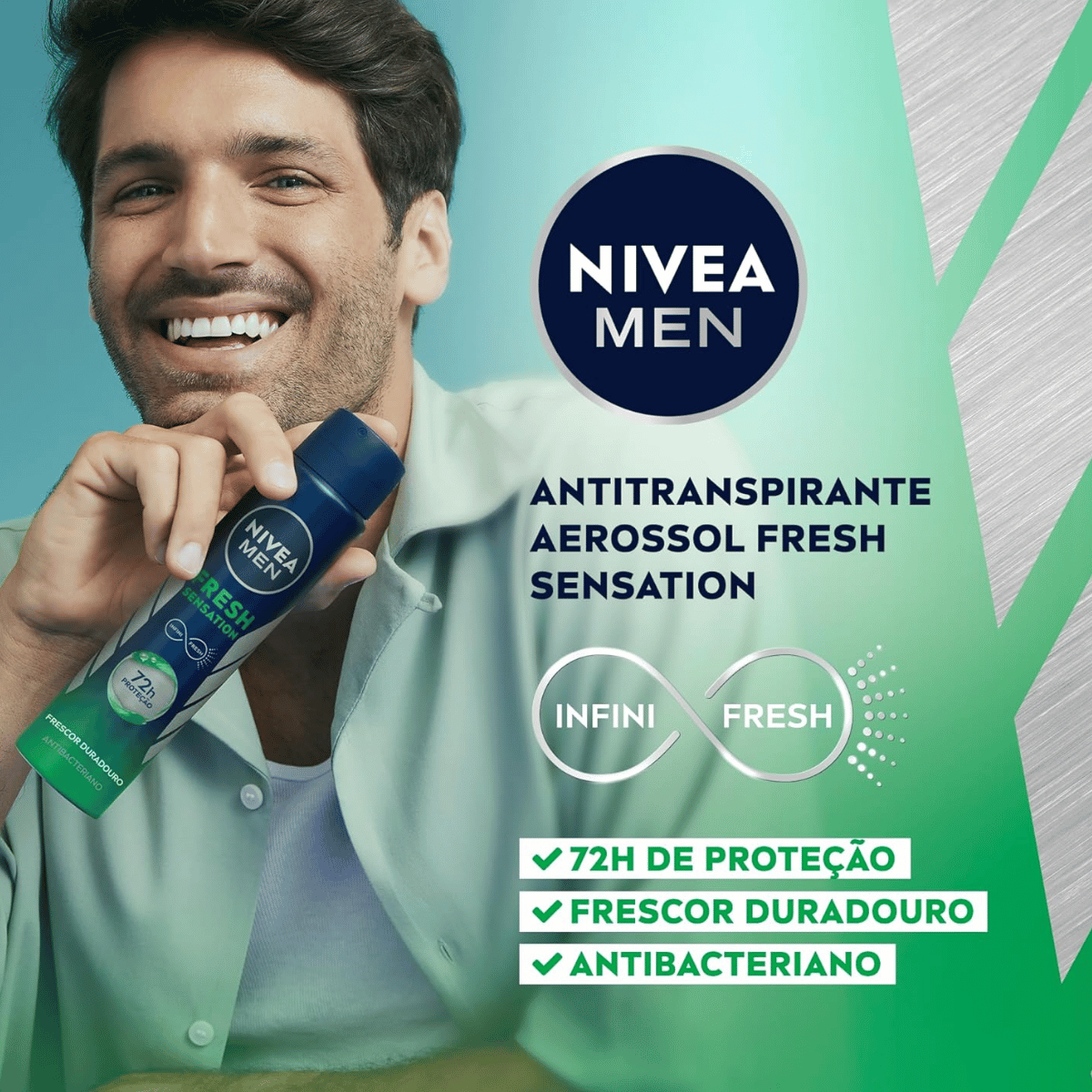 Desodorante Aerosol Nivea Men Fresh Sensation 72h 150ml - Shopmano