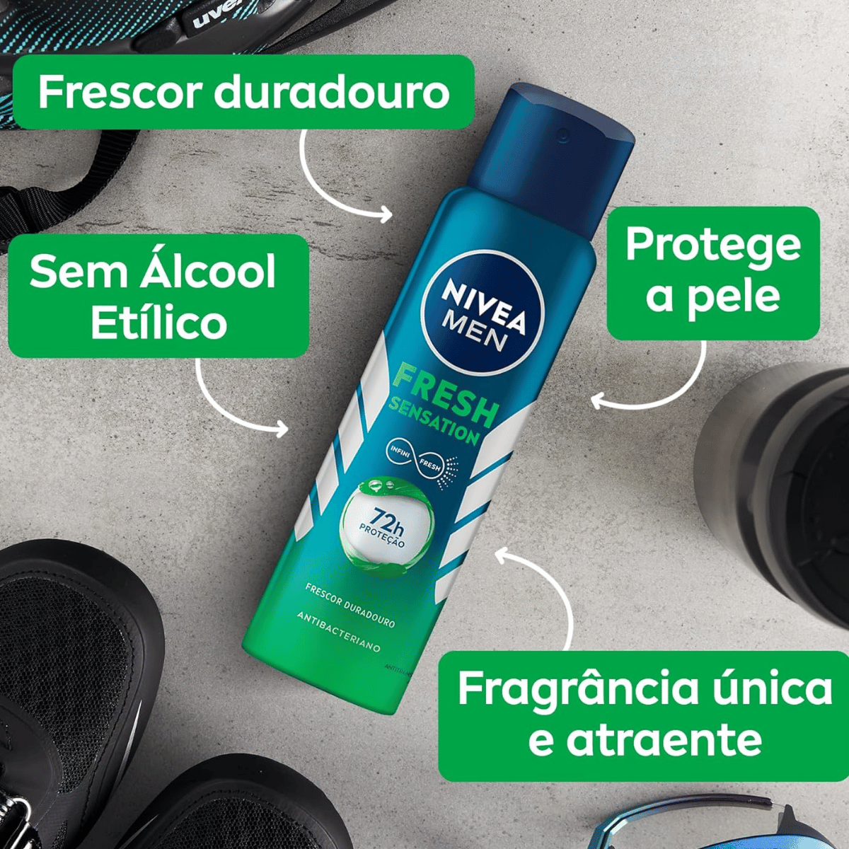 Desodorante Aerosol Nivea Men Fresh Sensation 72h 150ml - Shopmano