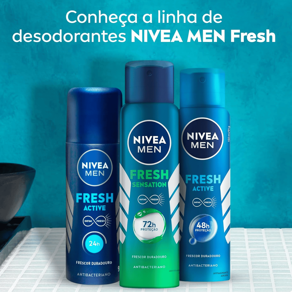 Desodorante Aerosol Nivea Men Fresh Sensation 72h 150ml - Shopmano