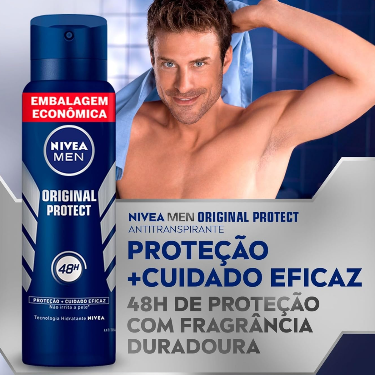 Desodorante Aerosol Nivea Men Original Protect 48h 200ml - Shopmano