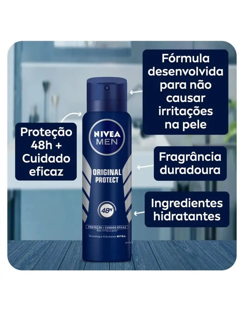 Desodorante Aerossol Original Protect Nivea Men 150ml - Shopmano