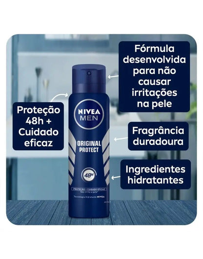 Desodorante Aerossol Original Protect Nivea Men 150ml - Shopmano