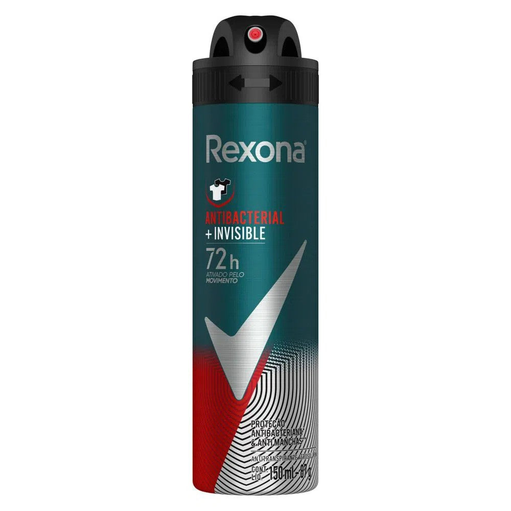 Desodorante Antibacterial Invisible Rexona Men Aerosol 150ml - Shopmano