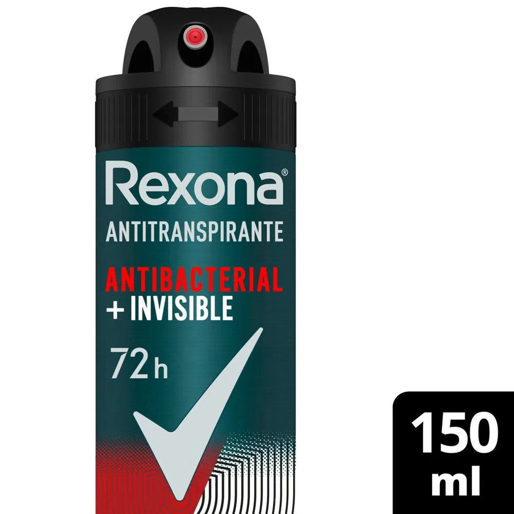 Desodorante Antibacterial Invisible Rexona Men Aerosol 150ml - Shopmano