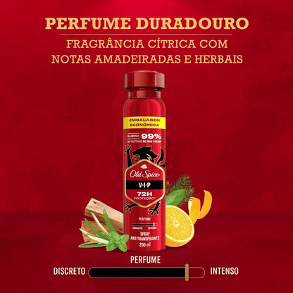 Desodorante Antitranspirante Spray Old Spice Vip 72h 200ml - Shopmano