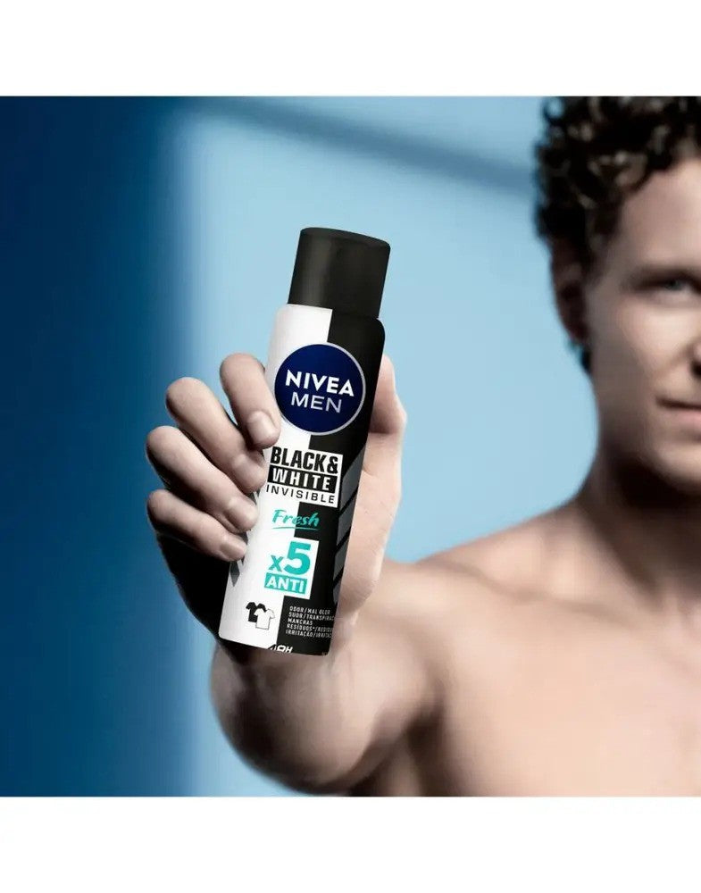 Desodorante Black & White Invisible Fresh Nivea Men 150ml - Shopmano