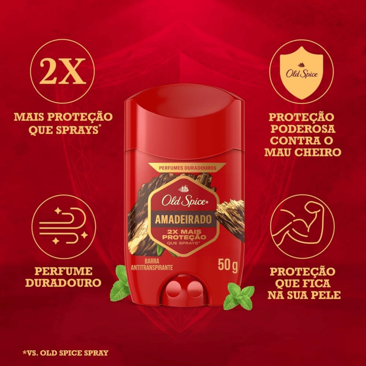 Desodorante em Barra Old Spice Amadeirado 50g - Shopmano