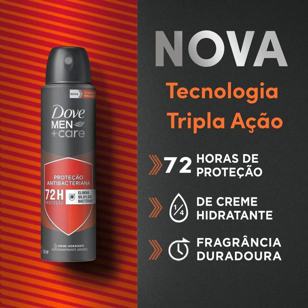 Desodorante Proteção Antibacteriana 72h Dove Men Care 150ml - Shopmano