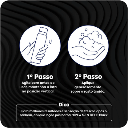 Espuma de Barbear Carvão Ativado Nivea Men Deep Suave 200ml - Shopmano