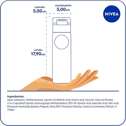 Espuma de Barbear Carvão Ativado Nivea Men Deep Suave 200ml - Shopmano