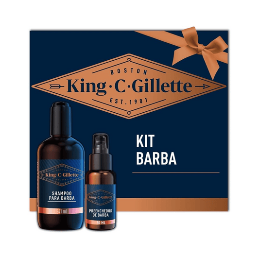 Kit para Barba King C. Gillette Shampoo 241ml + Sérum Preenchedor 50ml