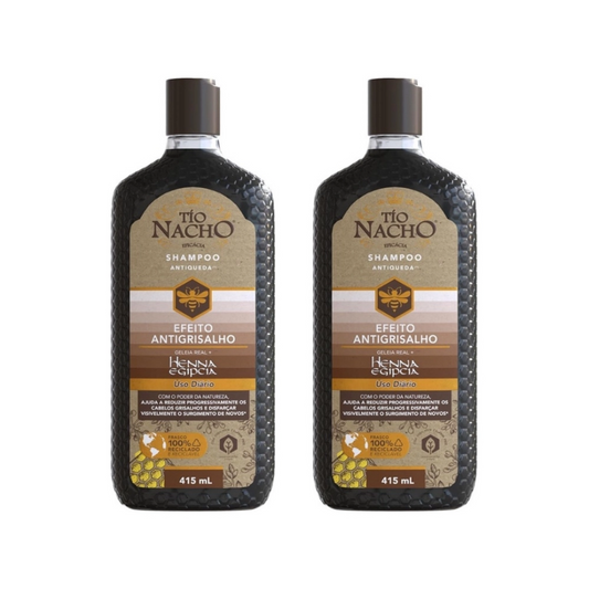Kit 2 Shampoo Efeito Antigrisalho Antiqueda Tio Nacho 415ml