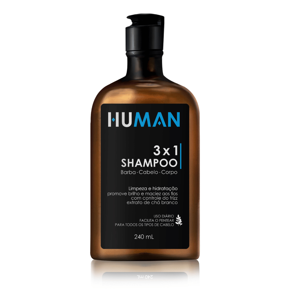 Kit para Barba Shampoo 3 em 1 Balm e Óleo Human