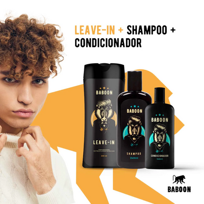Kit Shampoo Condicionador E Leave-in Para Cabelo Baboon