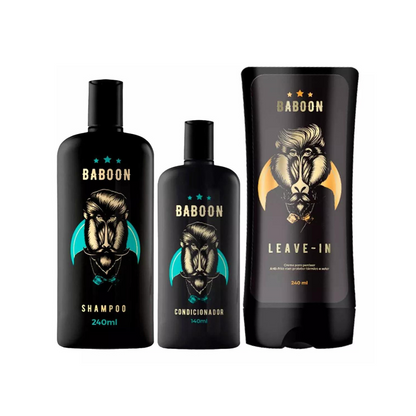 Kit Shampoo Condicionador E Leave-in Para Cabelo Baboon